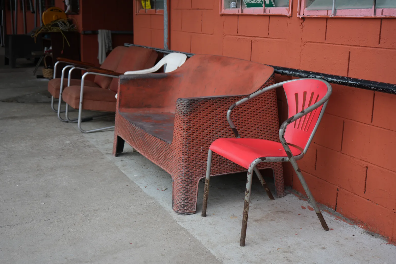 Worn furniture in the home.